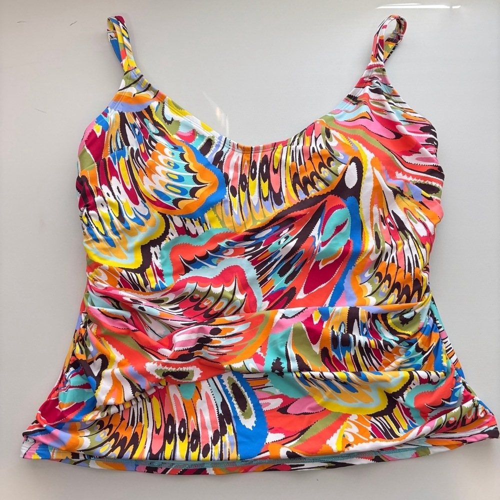 Bleu by Rod Beattie Plus Size Women's 20W Colorfully Printed Tankini Top NWT - Picture 6 of 8